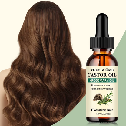 Mix Castor Oil and Rosemary Oil for Hair Growth Enhances hair thickness and Shine, Reduce Hair Loss and Split Ends Hair Care Oil 60ml