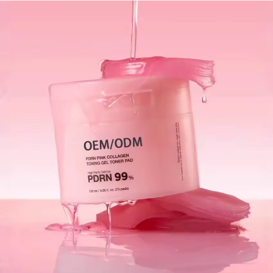 OEM Salmon DNA PDRN Pink Korean Gel Toner Collagen Jelly Pad Niacinamide Soothing Uneven Skin Tone Face Care Collagen 70 Pads