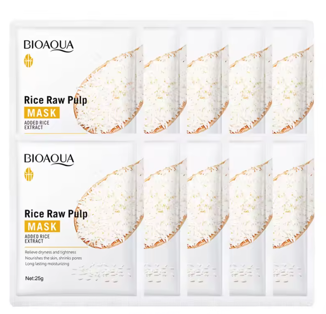 10/20pcs BIOAOUA Rice Puree Mask, a hydrating and moisturizing patch mask, smooth and delicate, making the skin more shiny