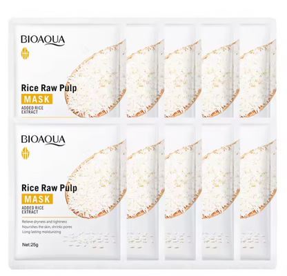 10/20pcs BIOAOUA Rice Puree Mask, a hydrating and moisturizing patch mask, smooth and delicate, making the skin more shiny