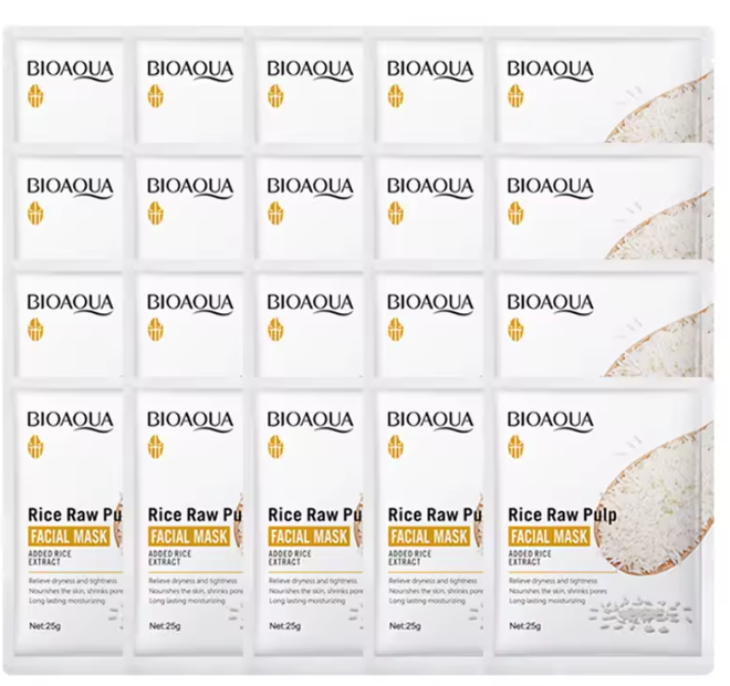 10/20pcs BIOAOUA Rice Puree Mask, a hydrating and moisturizing patch mask, smooth and delicate, making the skin more shiny