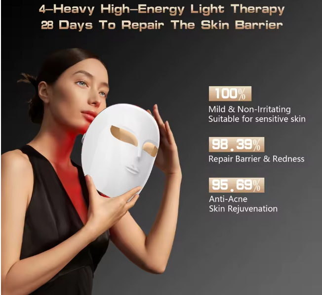 LED Face Mask Light Therapy 3Colors Skin Rejuvenation Light Therapy Photorejuvenation Facial Skin Care Anti Aging SkinTightening