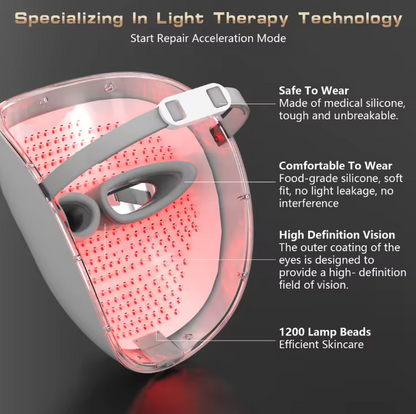 LED Face Mask Light Therapy 3Colors Skin Rejuvenation Light Therapy Photorejuvenation Facial Skin Care Anti Aging SkinTightening