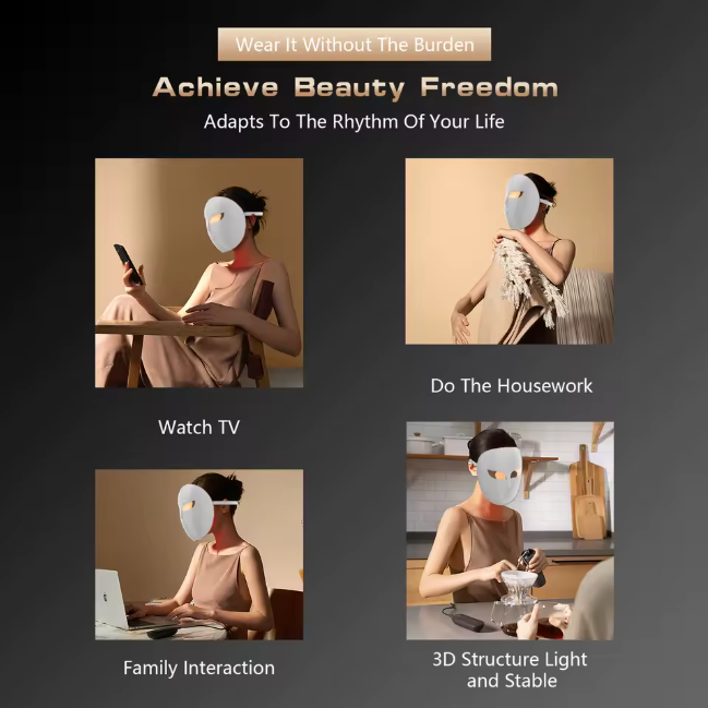 LED Face Mask Light Therapy 3Colors Skin Rejuvenation Light Therapy Photorejuvenation Facial Skin Care Anti Aging SkinTightening