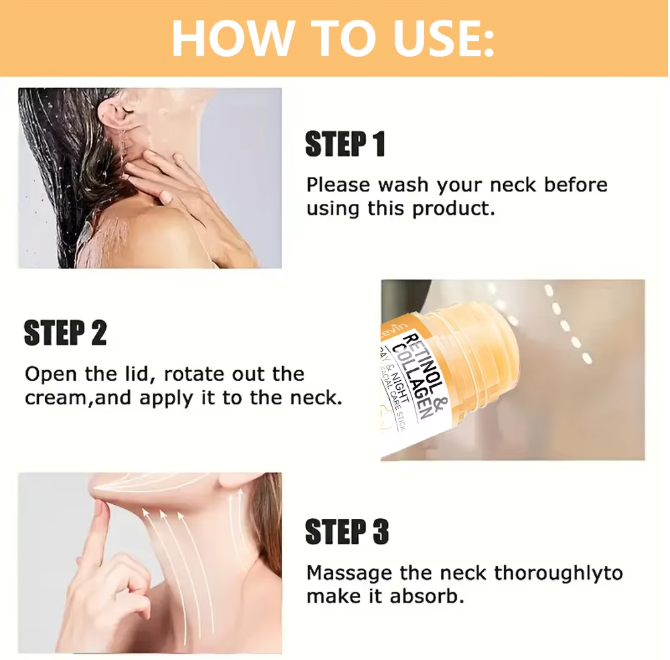 Retinol and Collagen Facial Neck Cream, Lifting Neck, Firming and Moisturizing Skin, Powerful Moisturizing Neck and Facial Skin, Brightening Neck Texture