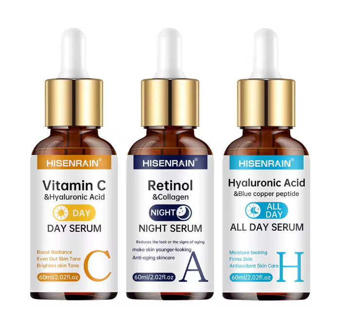 HISENRAIN Vitamin C + Retinol + Hyaluronic Acid Serum Duo | Anti-Aging Brightening & Hydration Combo | For All Skin Type.