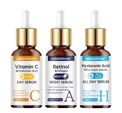 HISENRAIN Vitamin C + Retinol + Hyaluronic Acid Serum Duo | Anti-Aging Brightening & Hydration Combo | For All Skin Type.