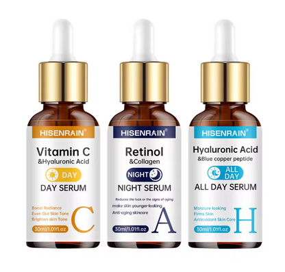 HISENRAIN Vitamin C + Retinol + Hyaluronic Acid Serum Duo | Anti-Aging Brightening & Hydration Combo | For All Skin Type.