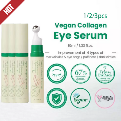 Axis-Y Vegan Collagen Roller Eye Essence (10ml), 1/2/3pcs Set, Reduces Eye Wrinkles Bags Puffiness Dark Circles