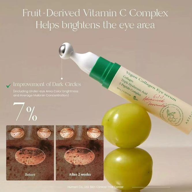 Axis-Y Vegan Collagen Roller Eye Essence (10ml), 1/2/3pcs Set, Reduces Eye Wrinkles Bags Puffiness Dark Circles