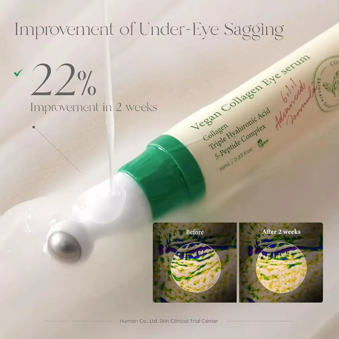 Axis-Y Vegan Collagen Roller Eye Essence (10ml), 1/2/3pcs Set, Reduces Eye Wrinkles Bags Puffiness Dark Circles