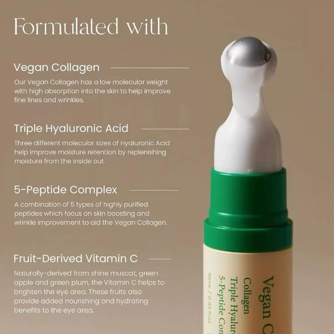 Axis-Y Vegan Collagen Roller Eye Essence (10ml), 1/2/3pcs Set, Reduces Eye Wrinkles Bags Puffiness Dark Circles