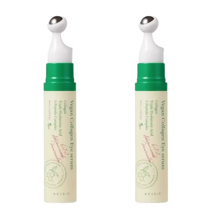 Axis-Y Vegan Collagen Roller Eye Essence (10ml), 1/2/3pcs Set, Reduces Eye Wrinkles Bags Puffiness Dark Circles