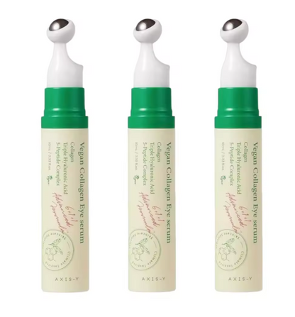Axis-Y Vegan Collagen Roller Eye Essence (10ml), 1/2/3pcs Set, Reduces Eye Wrinkles Bags Puffiness Dark Circles