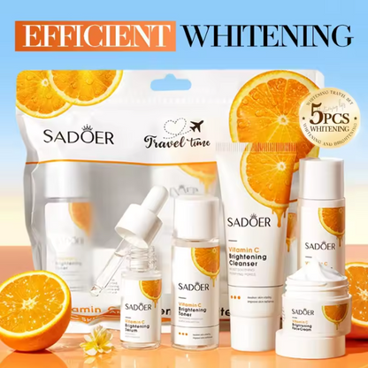 5pcs/Set Vitamin C Facial Set for Hydrating Moisturizing Whitening and Brightening with Hyaluronic Acid